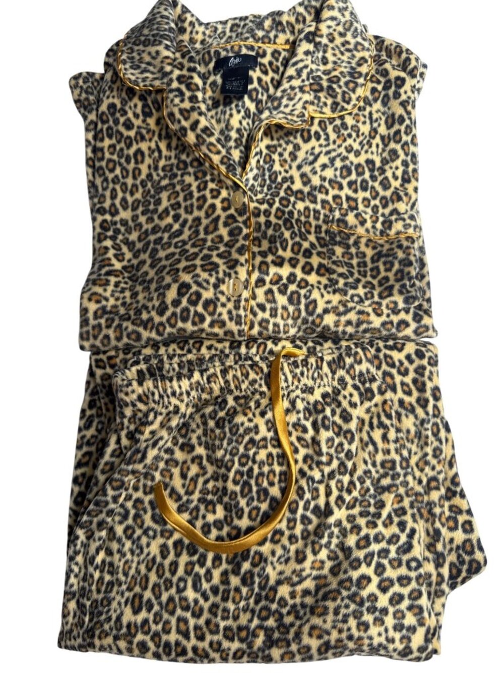 Arie Leopard Print Pajama Set Button Front Top And Pants XL